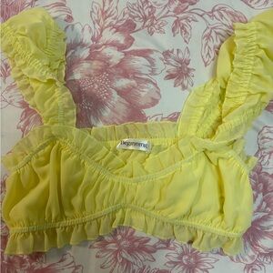 Beginning Boutique Yellow Ruffle Crop Top